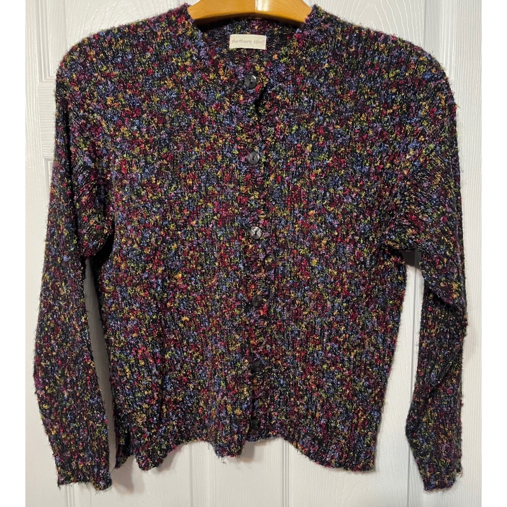 Northern Isles Multi Color‎ Speckled Knit Button Front Cardigan Women
